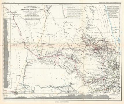 1868 Petermann Map of East Africa Exploration Routes