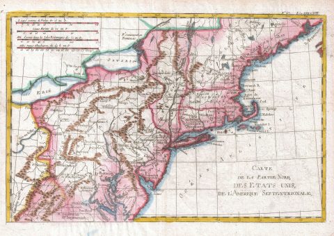 1780 Raynal and Bonne Map of Northern United States