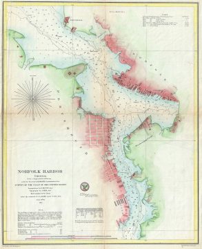 1857 U.S. Coast Survey Map of Norfolk Harbor, Virginia