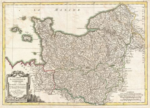 1771 Bonne Map of Normandy, France