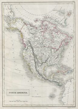 1840 Black Map of North America and the United States
