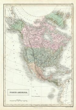 1851 Black Map of North America and United States