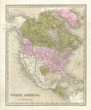 1841 Bradford Map of North America w/ Republic of Texas