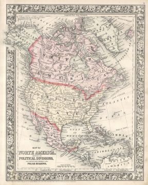 1864 Mitchell Map of North America