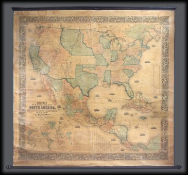 1855 Jacob Monk Wall Map of North America and the United States