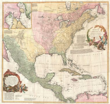 1752 Postlethwayte Wall Map of North America
