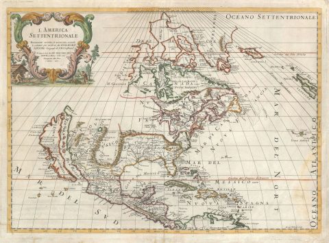 1677 De Rossi/ Sanson Map of North America