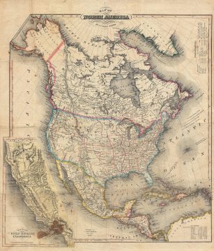 1850 Smith Map of North America w/ California Gold Region and early Texas