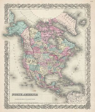 1856 Colton Map of North America: United States, Mexico, Canada