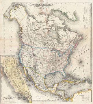 1850 Smith Map of North America w/ California Gold Region and early Texas