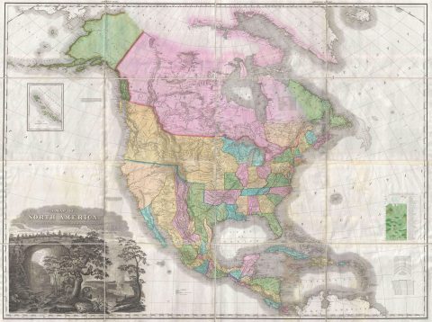 1825 Tanner Wall Map of North America