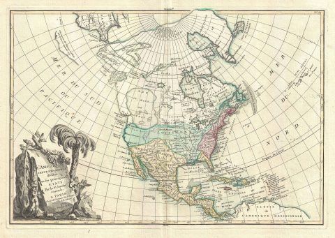 1762 Janvier Map of North America (Sea of the West, First Edition)