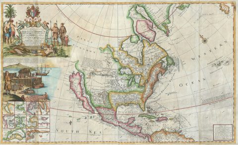 1732 Grierson and Moll Map of North America - the Codfish Map