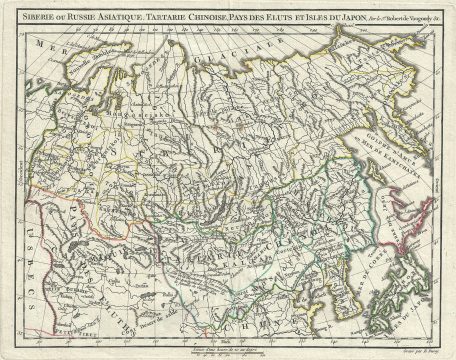 1778 Vaugondy Map of North Asia (Russia, Siberia, Tartary, China, Japan)
