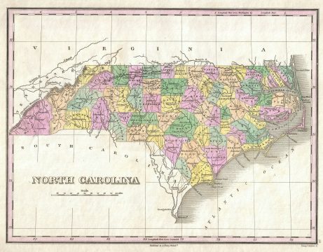 1827 Finley Map of North Carolina