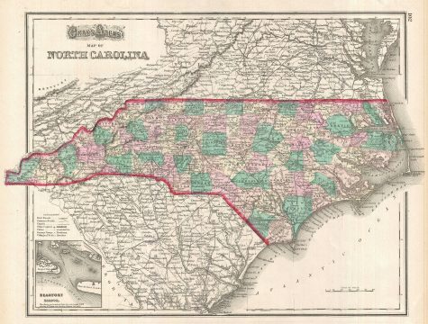 1874 Gray Map of North Carolina