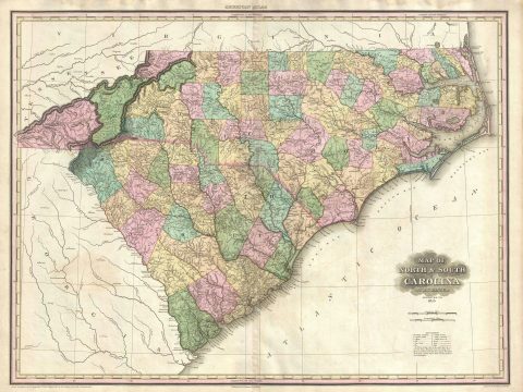 1825 Tanner Map of North Carolina and South Carolina