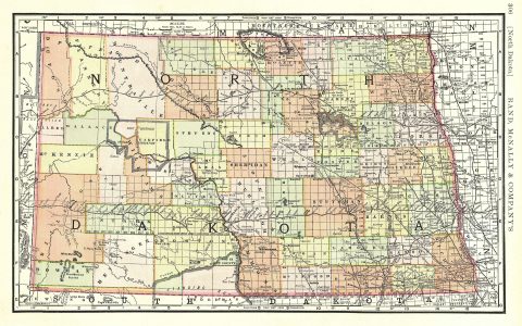 1891 Rand McNally Map of North Dakota