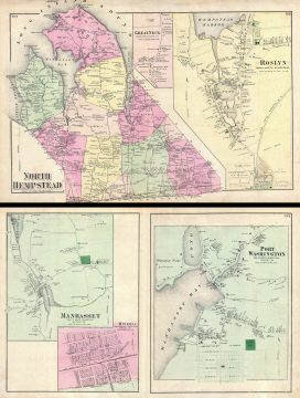 1873 Beers Map of North Hempstead, Great Neck, and Roslyn, Long Island, New York