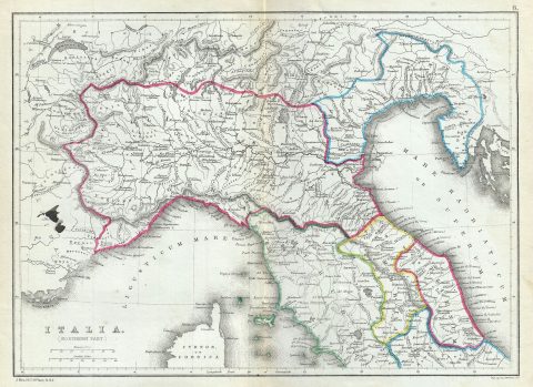 1867 Hughes Map of Northern Italy in Antiquity