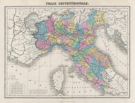 1876 Migeon Map of North Italy