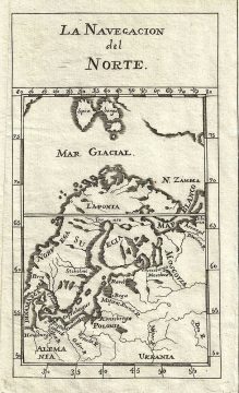 1754 Gabriel Ramirez Map of Scandinavia and the Northeast Passage