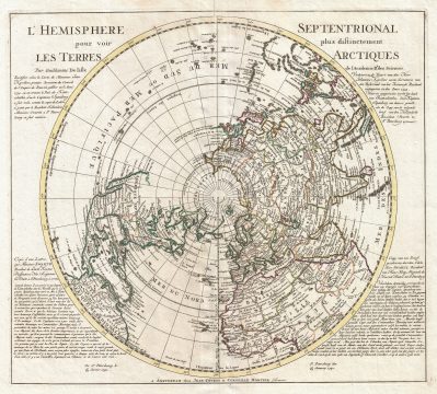 1741 Covens and Mortier Map of the Northern Hemisphere ( North Pole, Arctic )