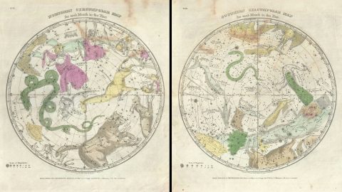 1835 Burritt - Huntington Map of the Constellations and Stars of the 2 Hemispheres (2 Maps)