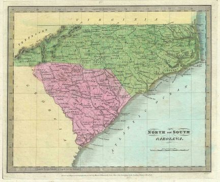 1834 Burr Map of North Carolina and South Carolina