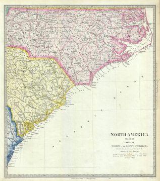 1848 S.D.U.K. Map of North Carolina and South Carolina