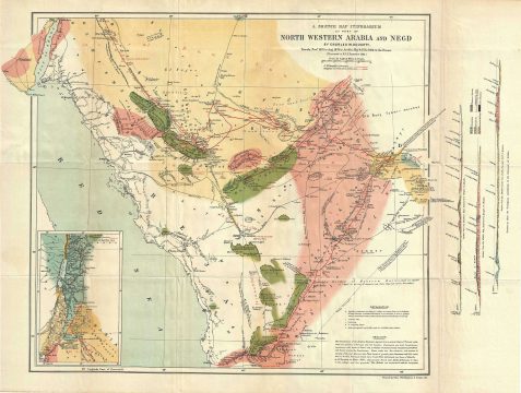 1883 Doughty Map of North West Arabia (Saudi Arabia)