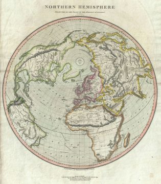 1816 Thomson Map of the Northern Hemisphere and the Arctic