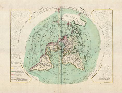 1781 Buache de Neuville Map of the World on Polar Projection (Arctic)