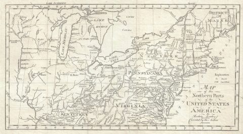 1802 Bradley Map of the Northern United States and Northwest Ordinance