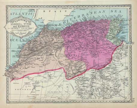 1887 Tunison Map of Northwestern Africa (Algeria, Tunis, Morocco)