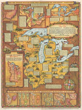 1937 WPA Fred Rentschler Pictorial Map of the Northwest Territory (Ohio, Illinois, Michigan, etc)