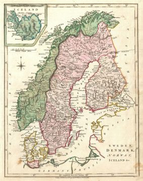 1794 Wilkinson Map of Scandinavia: Norway, Sweden, Finland, Denmark