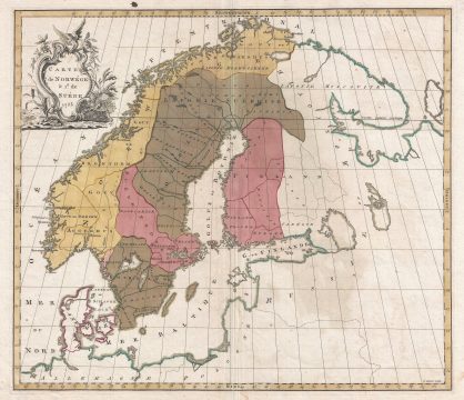 1755 Gibson Map of Norway and Sweden