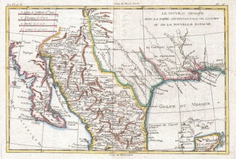 1780 Raynal and Bonne Map of Mexico and Texas