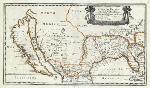 1656 Sanson and Mariette Map of Florida and New Mexico (California as Island)