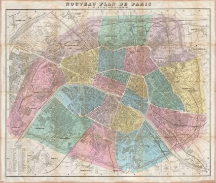 1870 Hachette Pocket Map of Paris, France