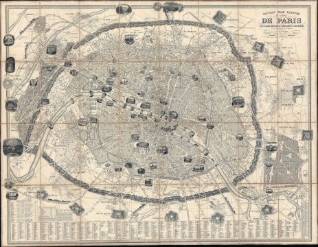 1849 Vuillemin Pictorial City Plan or Map of Paris, France