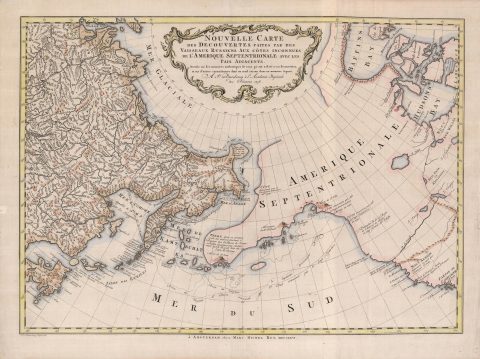1766 Muller Map of the Bering Strait (Alaska, Siberia, Pacific Northwest)