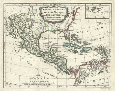 1778 Vaugondy Map of Mexico, Central America, Florida and the West Indies