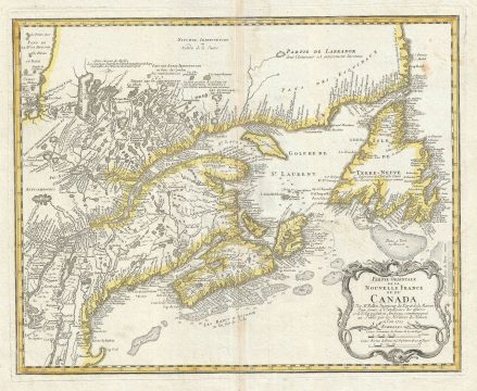 1755 Homann Heirs Map of New England and Eastern Canada (Nova Scotia, Quebec)