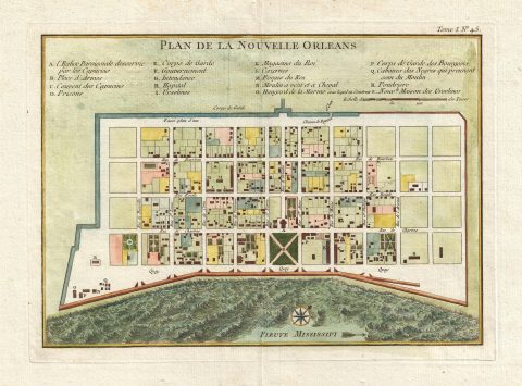 1764 Bellin Map of New Orleans, Louisiana