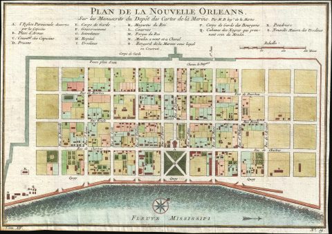 1744 Bellin Map or Plan of New Orleans, Louisiana