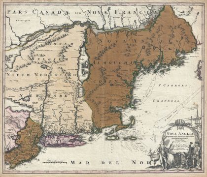 1716 Homann Map of New York and New England