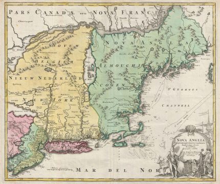 1716 Homann Map of New York and New England