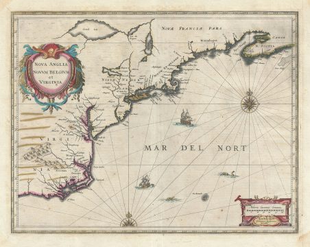 1636 Jansson Map of New York, Virginia, and New England